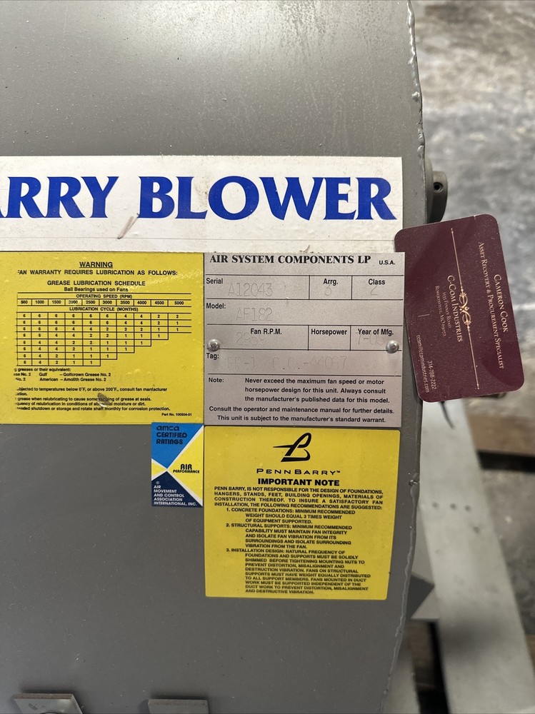 BARRY BLOWER AF182, squirrel cage blower, Large Blower,