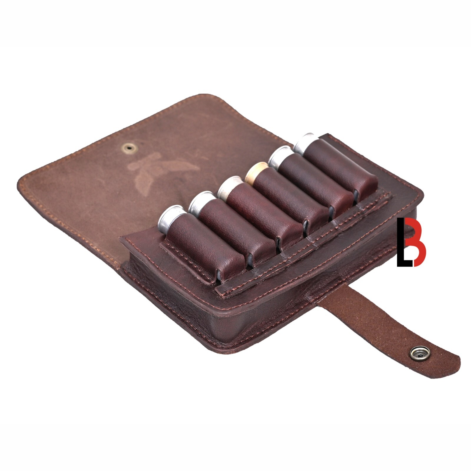 Leather Cartridge Holder 14 Rounds Ammo Wallet Pouch with Belt Loop Shotshell