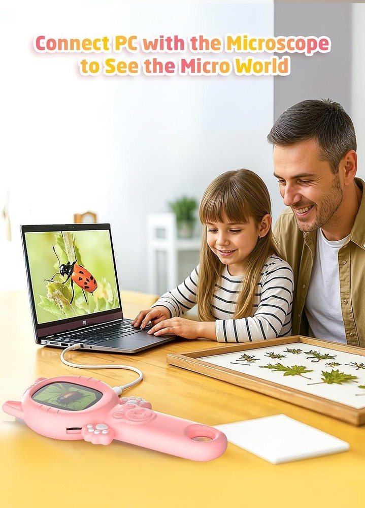Handheld Digital Microscope, 500X Portable Pocket Mini Microscopes for Kids