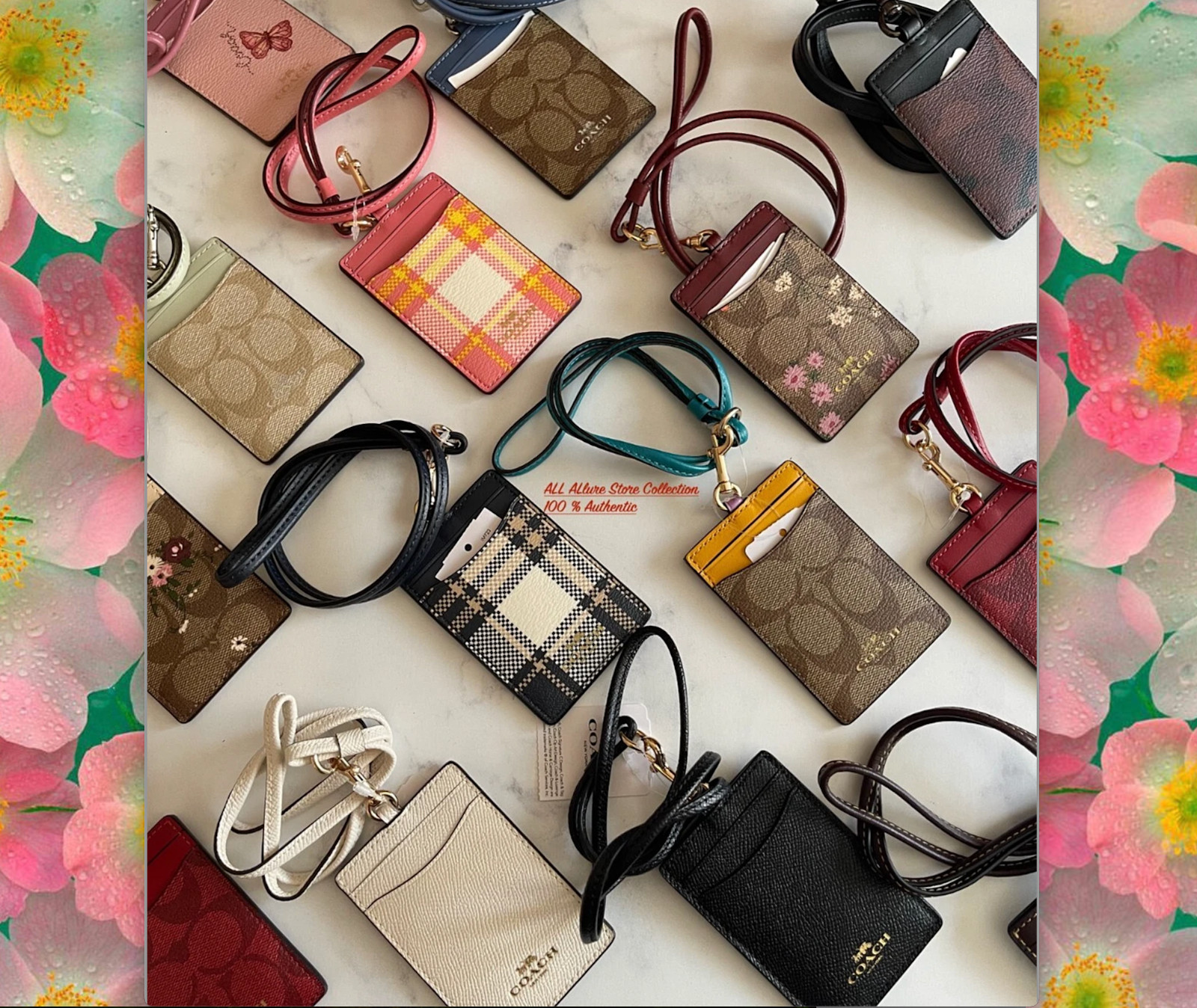 BN Coach Lanyard ID Card Case Holder IN SOLID~FLORAL~LEATHER~COATED CAN Pick one