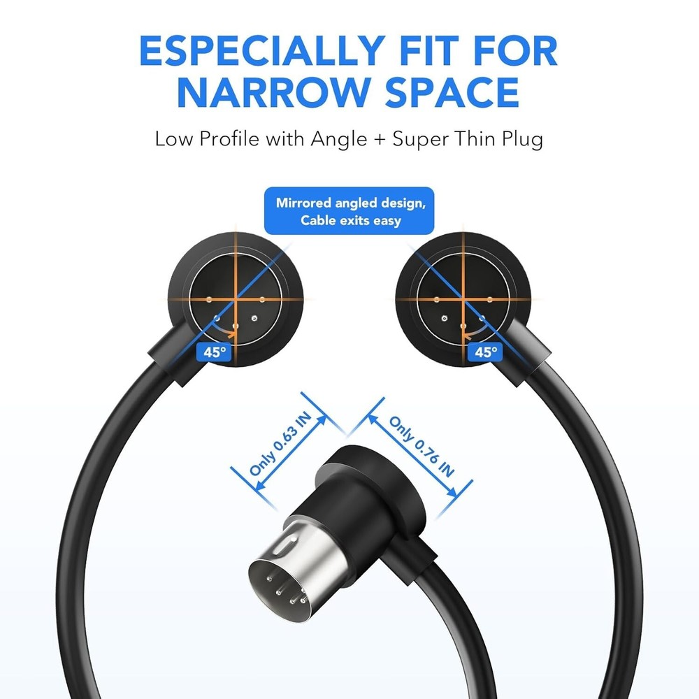 4 Pack Premium Right Angle MIDI Cable 1FT Low Profile for Saving Space MIDI C