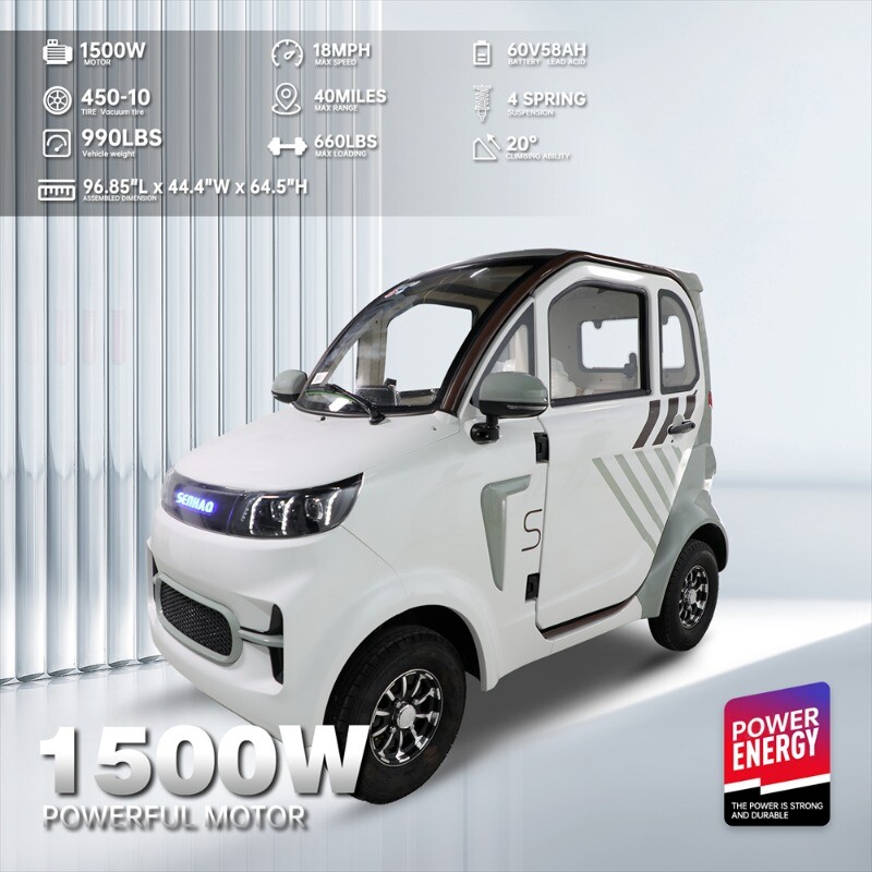 1500W 4 Wheel Fully Enclosed Mobility Scooter Car 3-Speed 40 mile 660lb Capatity