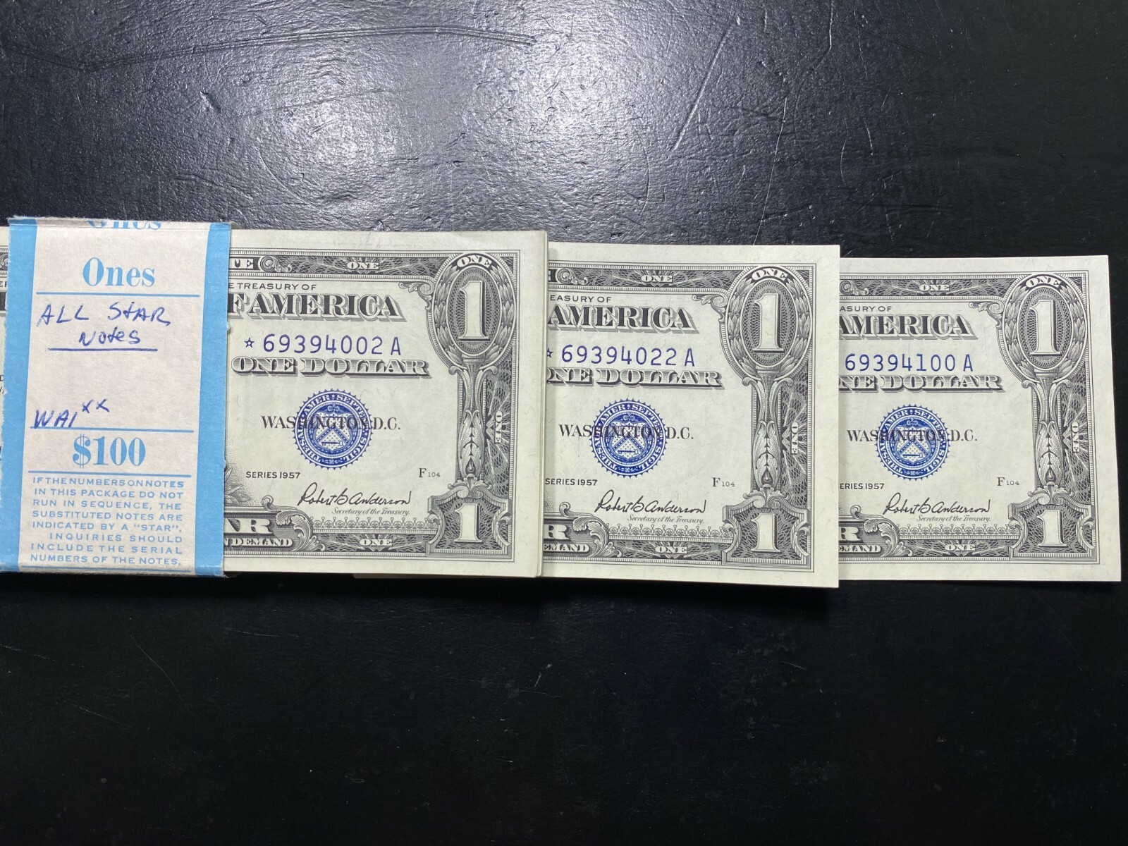 ✯1957 $1 Silver Certificate Star Notes UNC ✯CU Consecutive From Pack Estate Lot✯