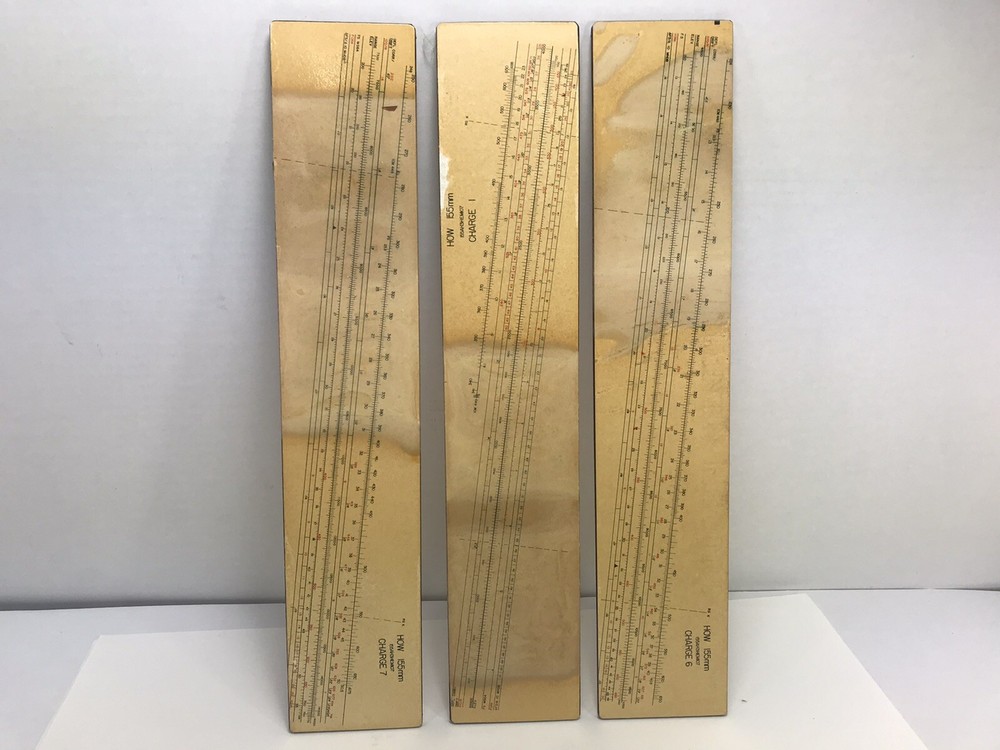 VINTAGE MILITARY SLIDE RULES GRAPHIC FIRING TABLE HOWITZER  3 pack