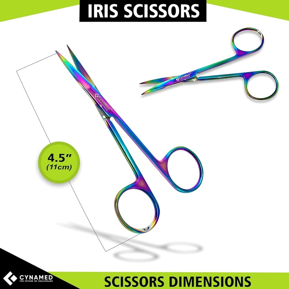 Cynamed Iris Micro Dissecting Scissors w/Titanium Coating Straight & Curved 2pcs
