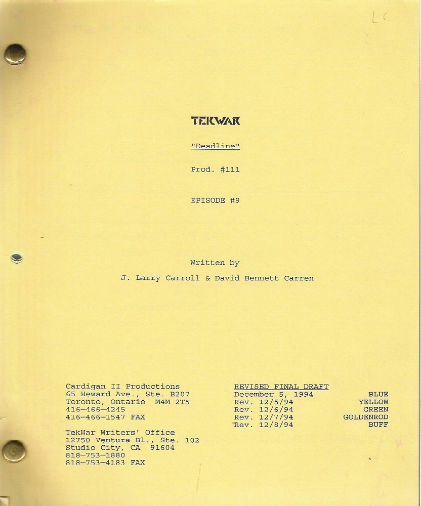 TEKWAR original television script "Deadline"