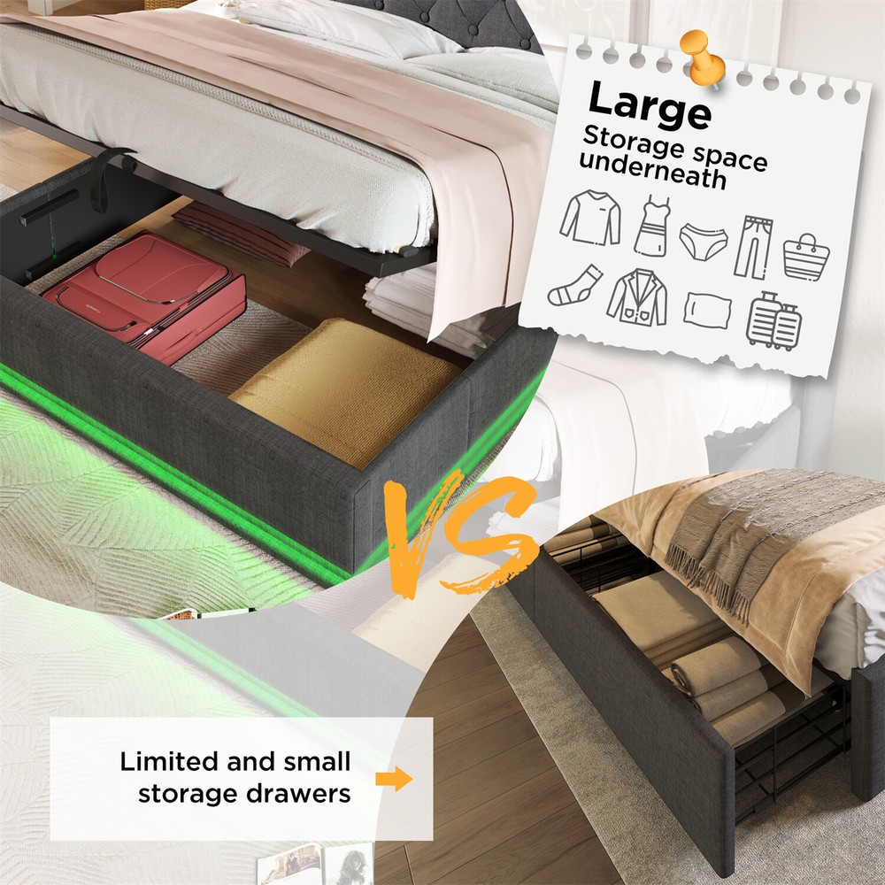 Twin/Full/Queen/King Size Upholstered Platform Bed with Hydraulic Storage System
