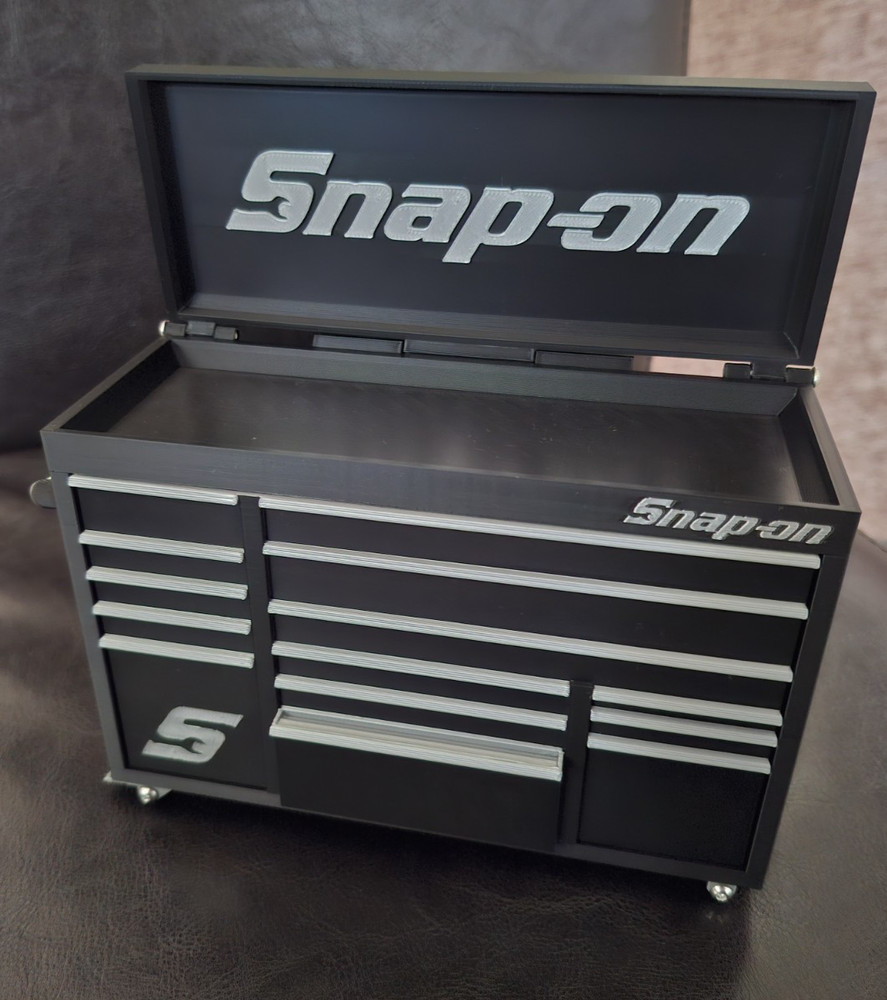 Snap-On Mini High Quality 3D Printed Toolbox (Black) (Silver)