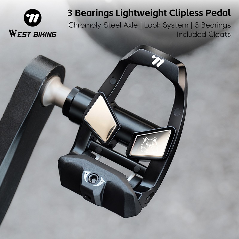 WEST BIKING 3 Bearings Bicycle Clipless Pedals with Cleats for Look System