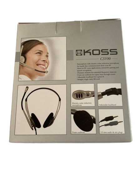 Koss CS100 Speech Recognition Headset Silver and Black New in Box