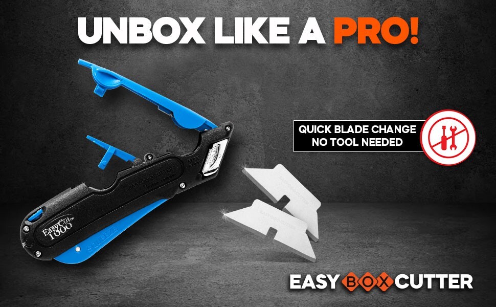 Easy Cut Safety Box Cutter Knife Easycut tool for work cutting 1000 Blue