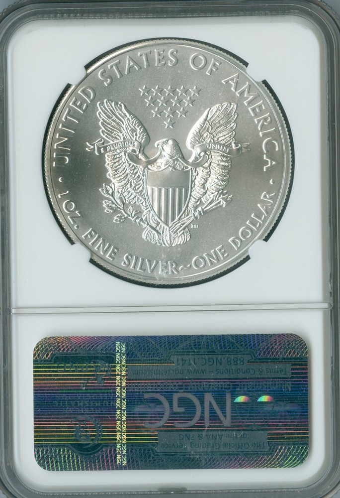 2012 SILVER EAGLE NGC MAC MS70 PQ ER MAC FINEST GRADE & SPOTLESS .