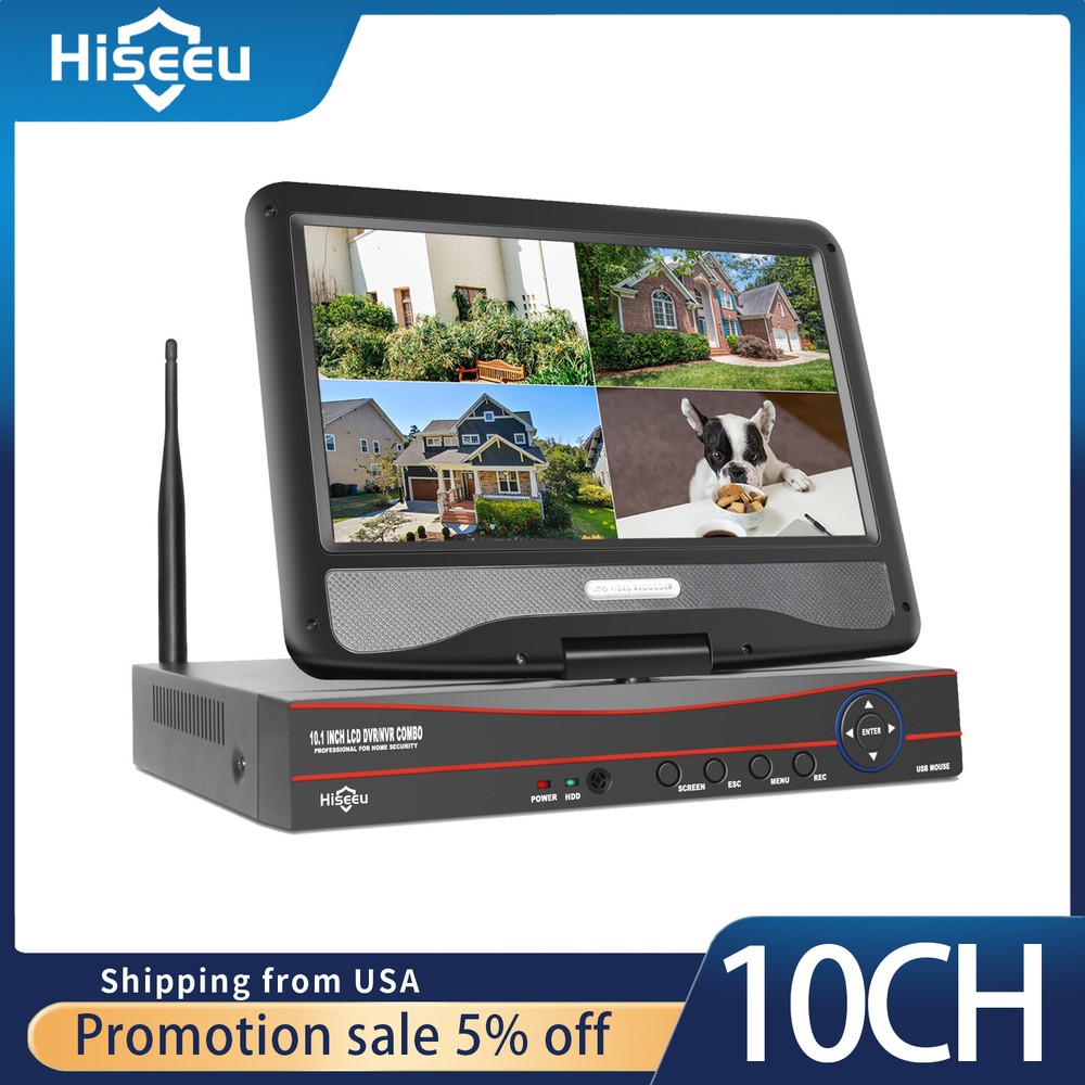 10'' LCD Wireless WiFi NVR 8 Channels Network Video Recorder For EseeCloud APP