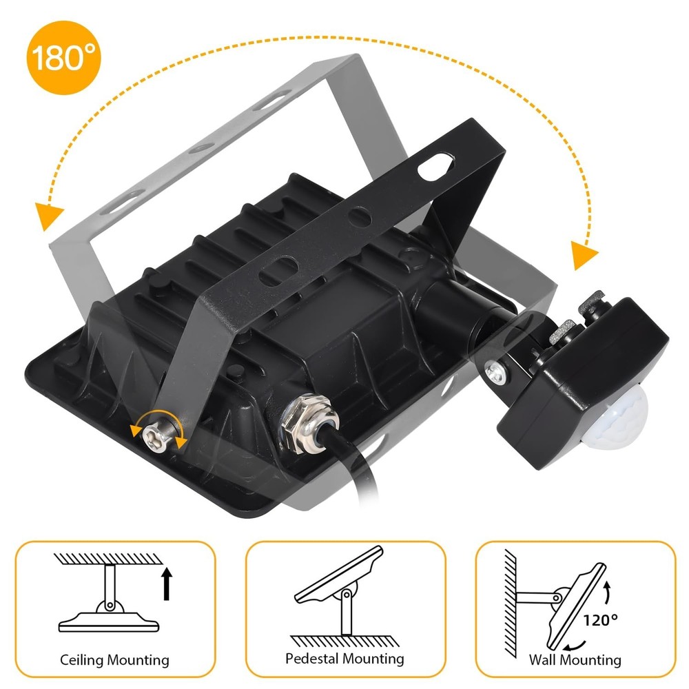 Motion Sensor Flood Light Outdoor, 20W Plug in Motion Sensor Light with 4.9ft...