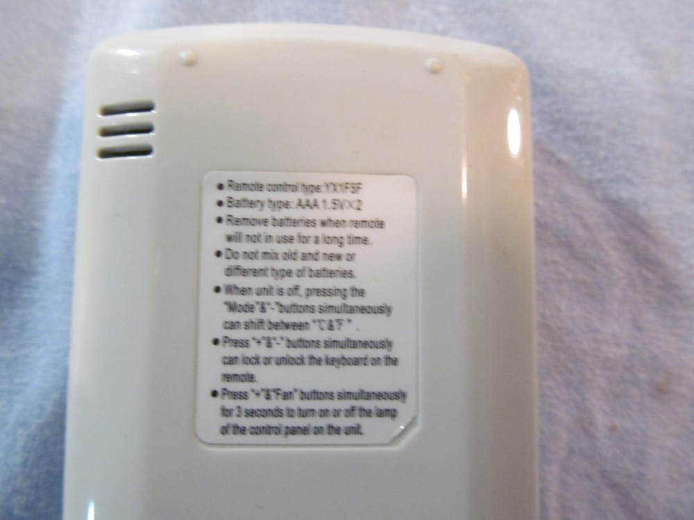 SOLEUS AIR CONDITIONER REMOTE CONTROL YX1F5F