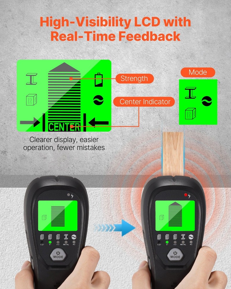 All-in-One Wall Detector with Smart Calibration 5 Scan Modes
