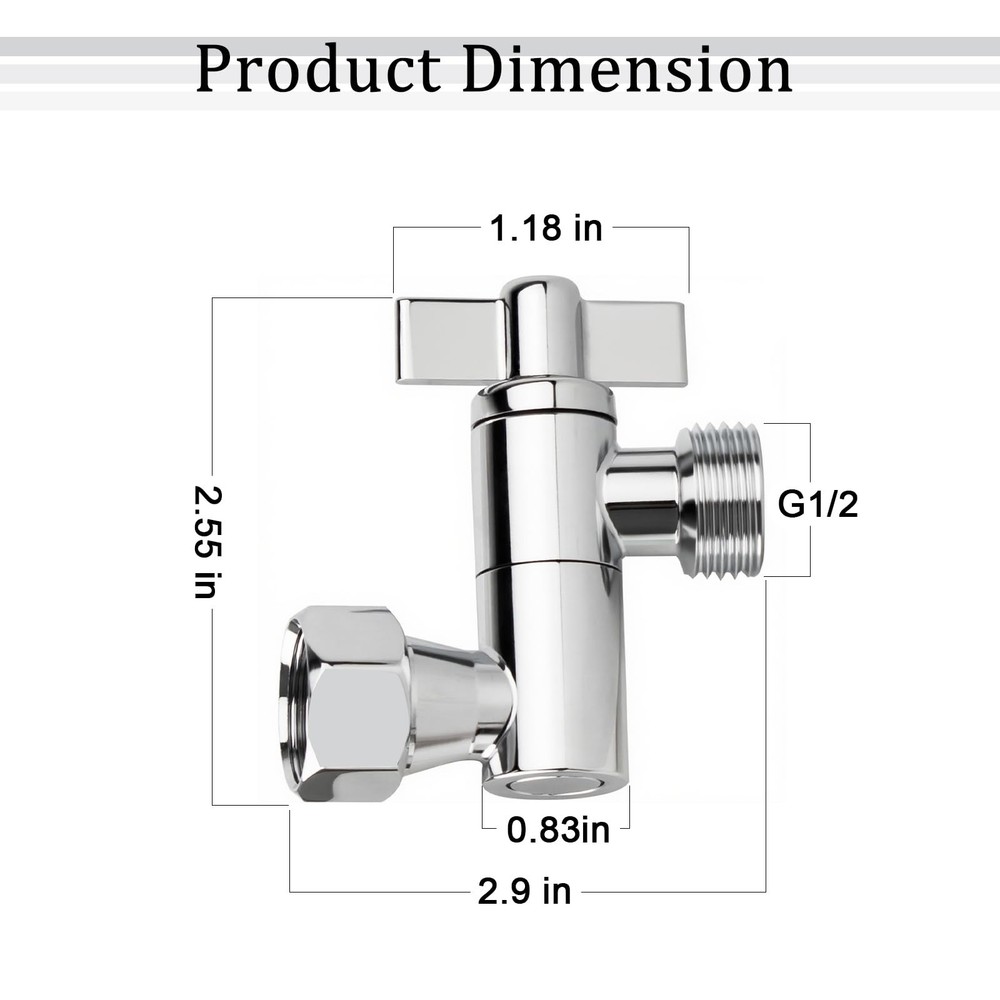 Adjustable Shower Head Extension Adapter, All-Metal Angle Adapter, 360° Silver