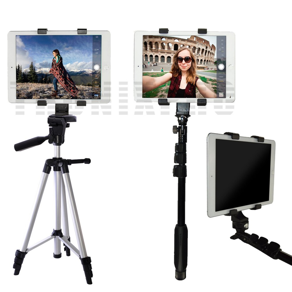 Tablet Tripod Mount Clamp Holder Bracket 1/4”Thread Adapter For 7-12" iPad Tab