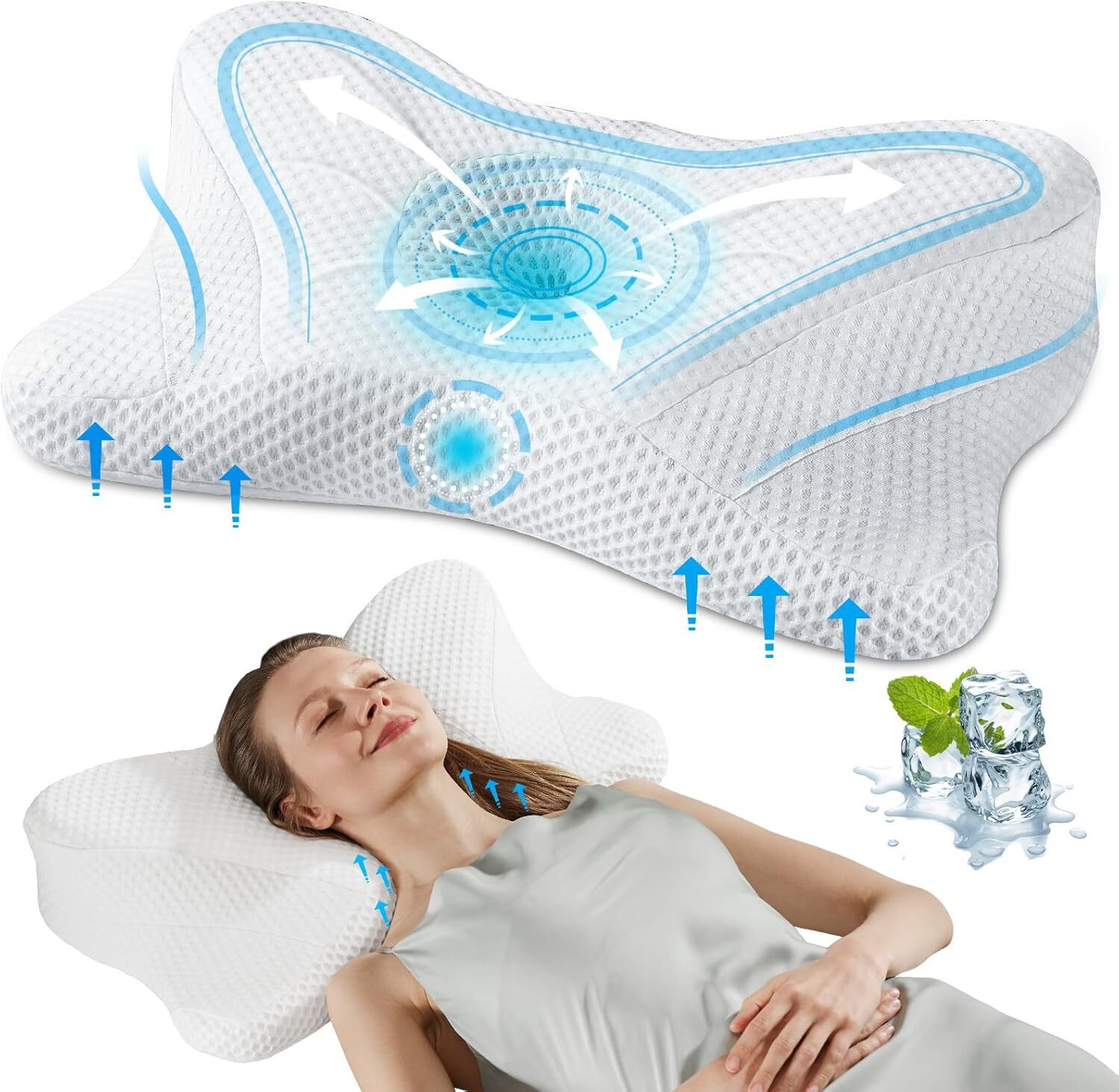 Contour Neck Pillow Neck Relief Ergonomic Cervical Pillow Memory Foam Bed Pillow