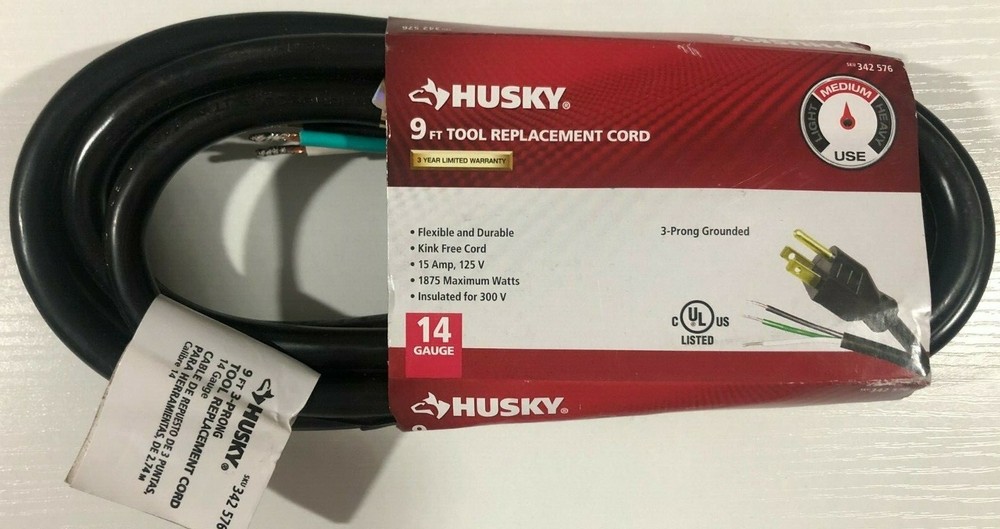 HUSKY - 9' Tool Replacement Cord - 342-576 - NEW