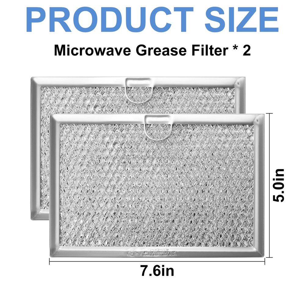 Microwave Vent Filter Compatible with Multiple Brands 5 x 7-5/8 Inches 2 Pack