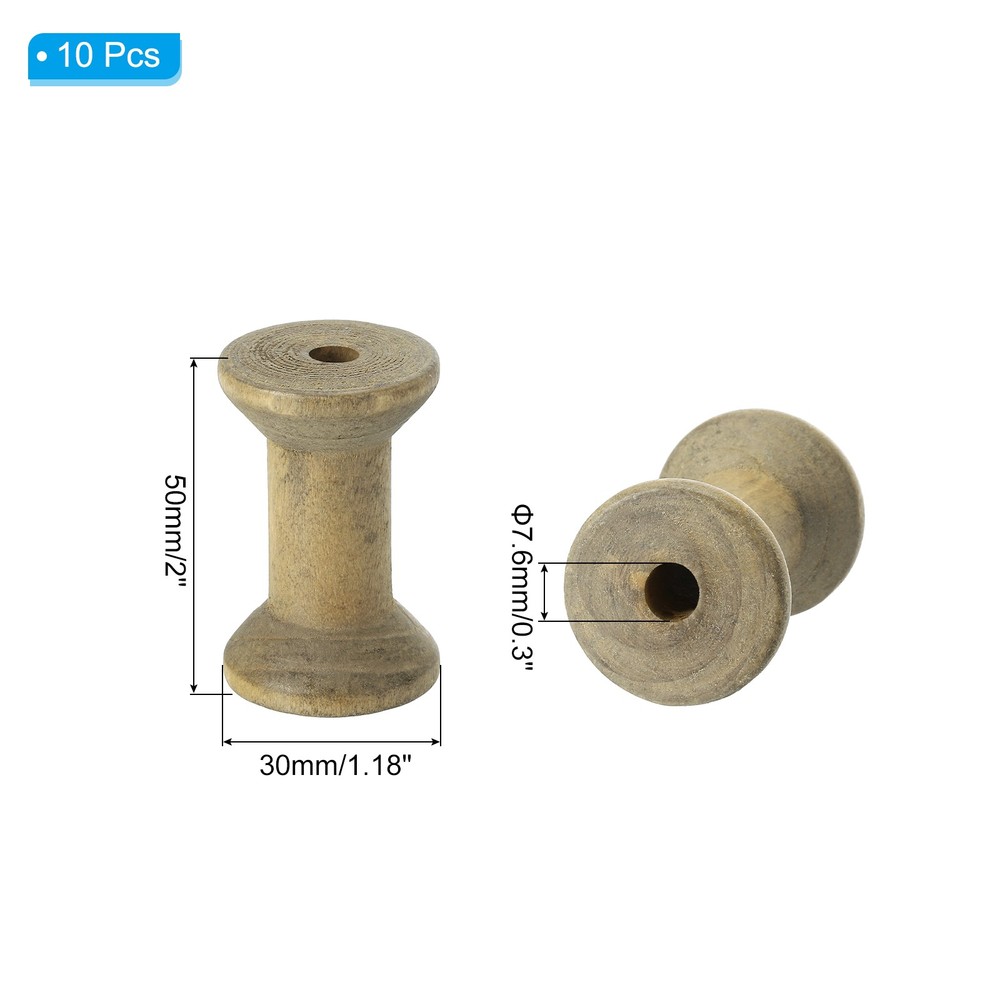 10Pcs Wooden Empty Spools 2" x 1.4" Sewing Thread Spool Brown
