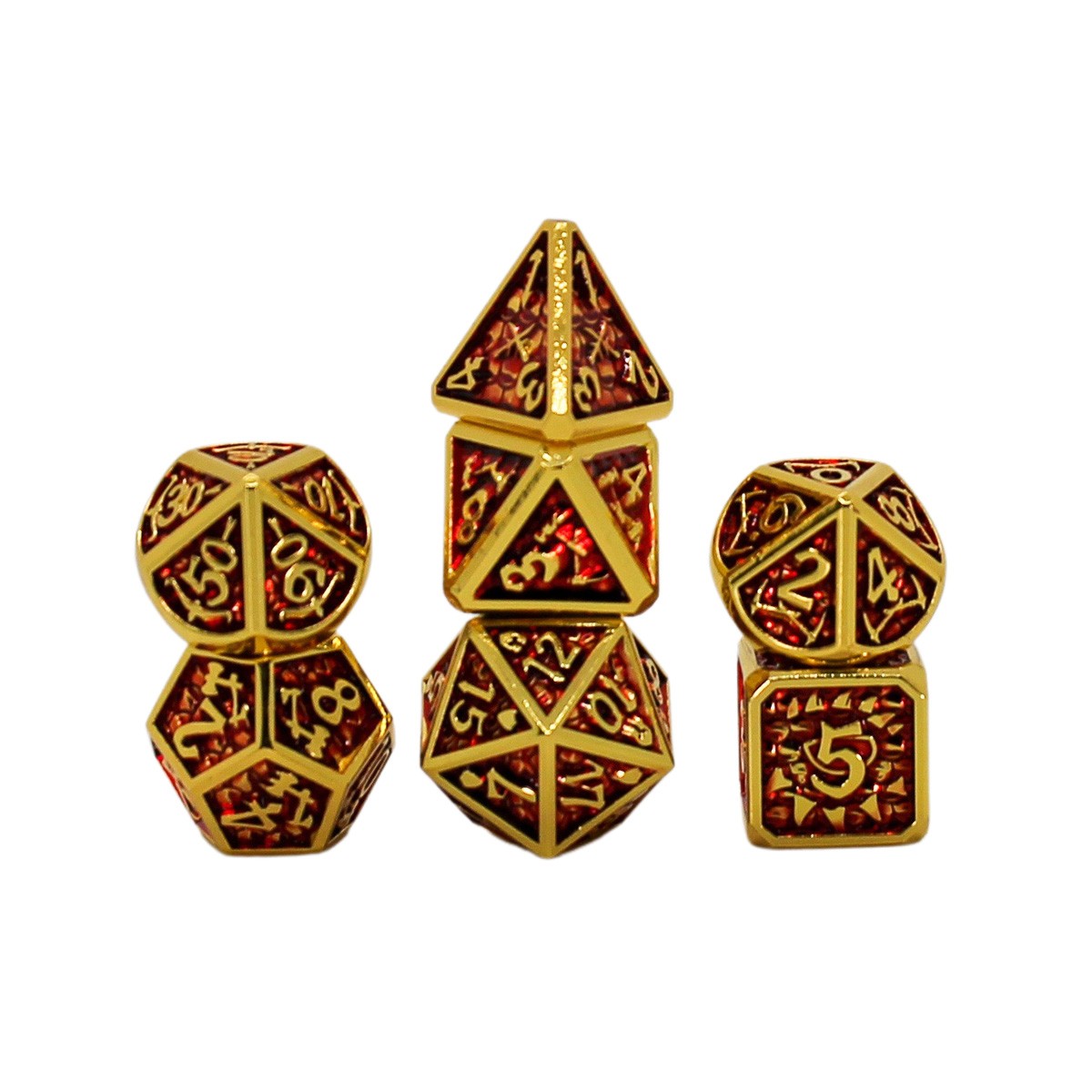 Seven Seas Pirates Metal Red and Gold Dice Set with Display Box