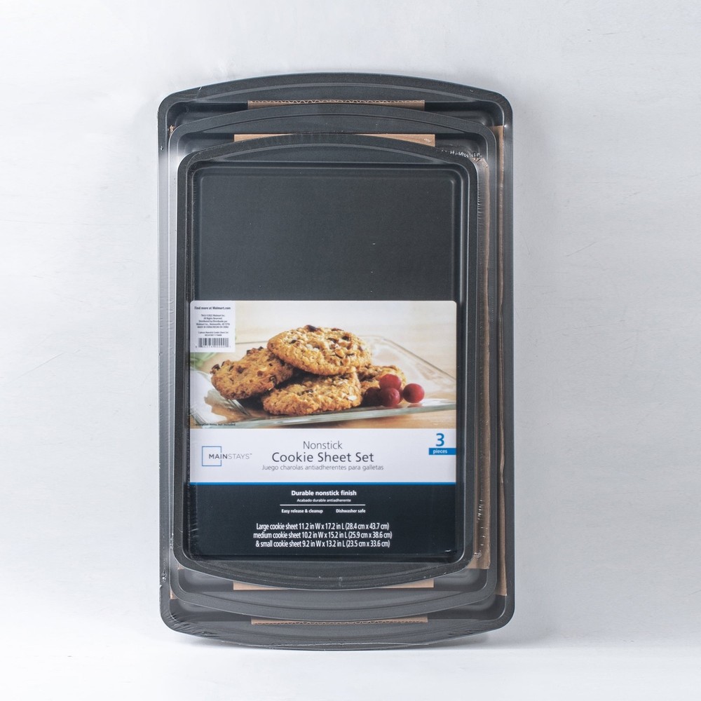 3pc Carbon Steel Nonstick Cookie Sheet Bakeware Set