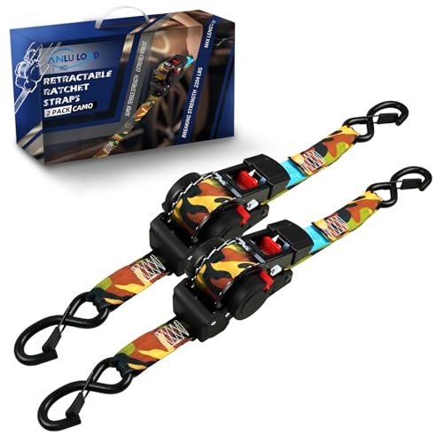 ANLULOAD Retractable Ratchet Strap,S Hook Retractable Tie Down Strap 1.5in*13ft