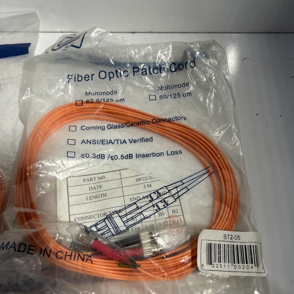 CP TECHNOLOGIES ST2-03 MULTIMODE 62.5/125 FIBER PATCH CORD (QTY 4)