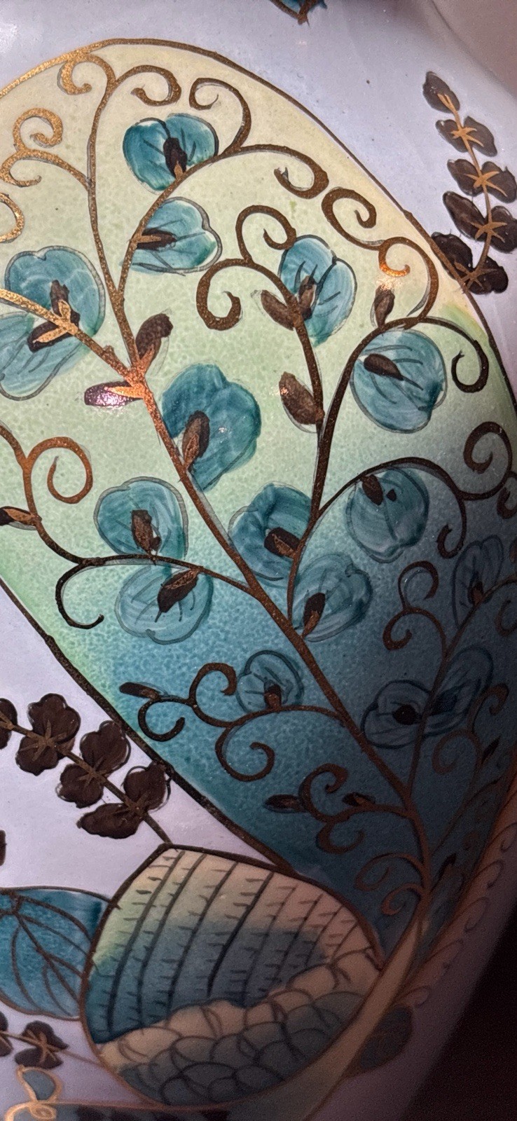 Beautiful Pair of Large Chinese Jingdezhen Porcelain Vases on Brass Stands 16”