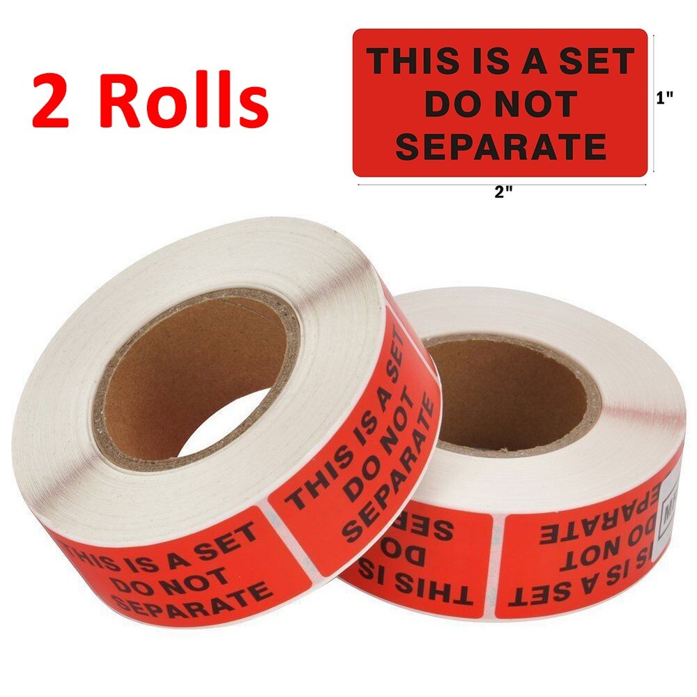 2Rolls 1"x2" Red Warning Stickers This is a Set Do Not Separate Packaging Labels