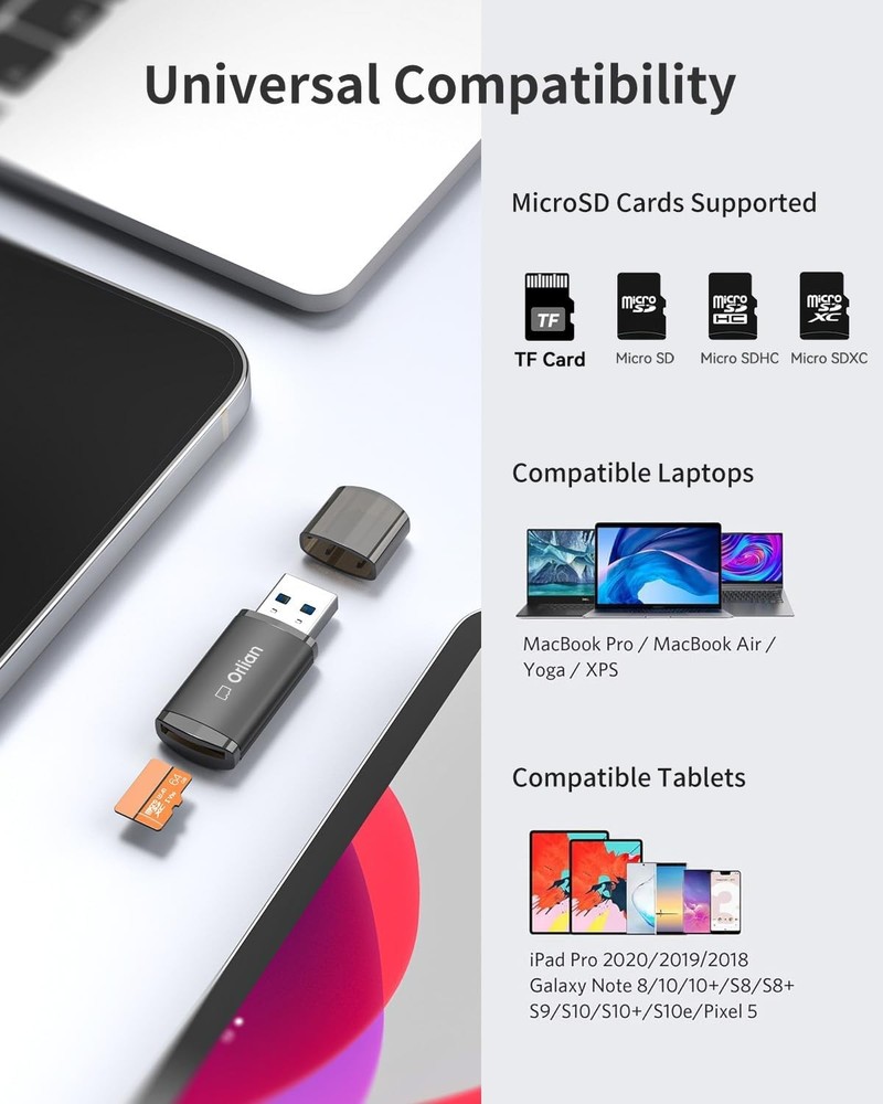 USB 3.0 Micro SD Card Reader, 5Gbps Speed Adapter 1 Pack, Black