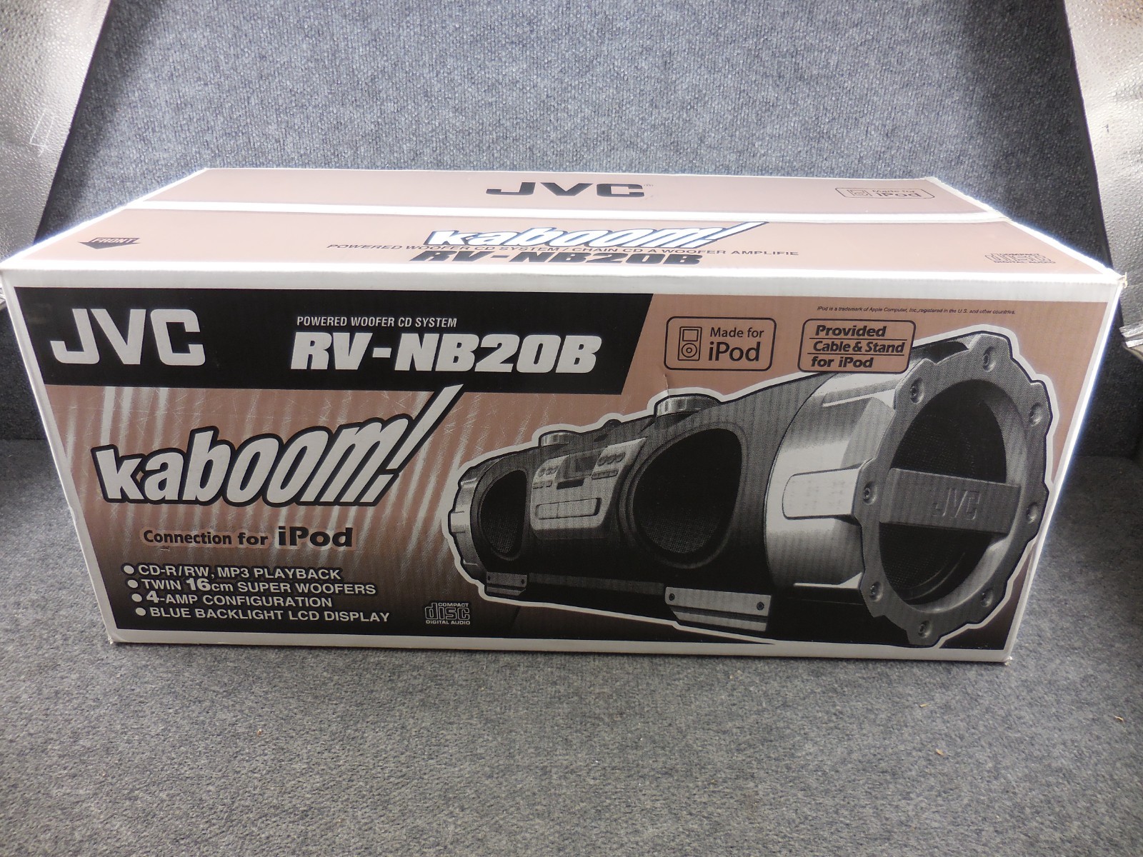 NOS New Unused JVC RV-NB20B Kaboom Boombox Stereo CD Guitar Jack ipod