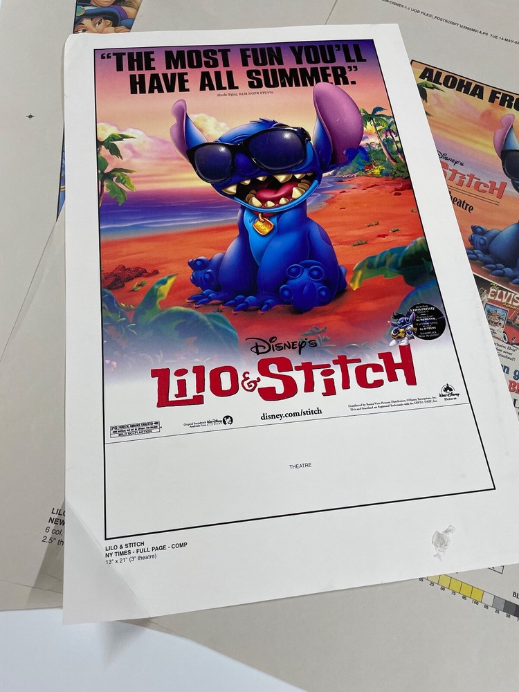 Lilo & Stitch Lot Printer Proof Tear Sheet Ad Pad Printer Proof Sheets B