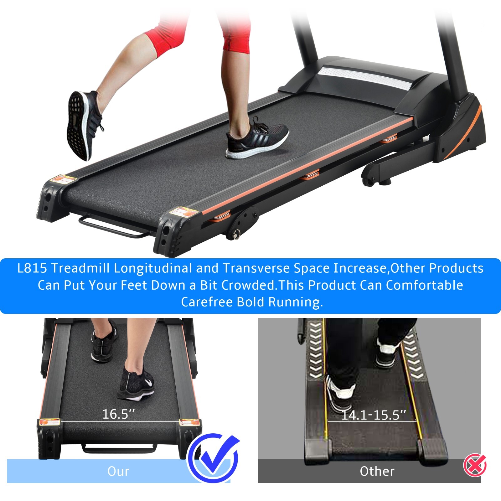 3.25HP Folding Treadmill with Incline Running Machine Adjustable Speed for Home