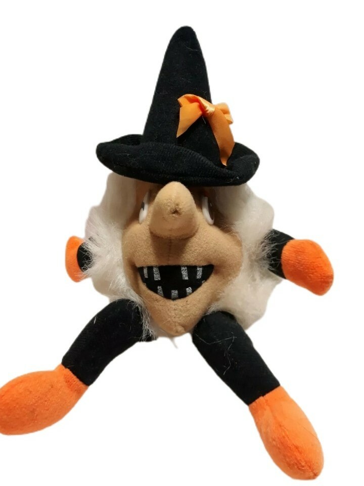 Nanco Witch Halloween 12" Plush Soft Toy Stuffed Animal white black orange