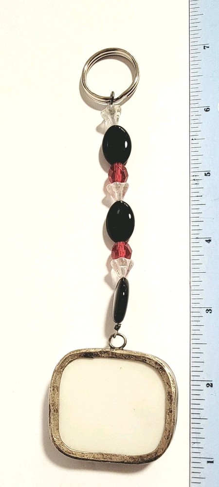 Abstract Ceramic Glazed Keychain Beaded Vibrant Boho Artisan Crafted Keyring