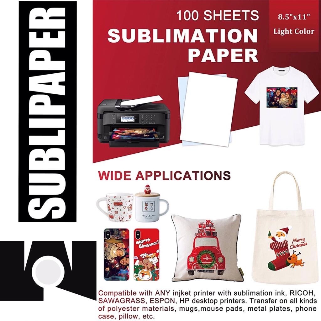 Dye Sublimation Transfer Paper SUBLIPAPER 100 Sheets 8.5”x11” FREE DELIVERY