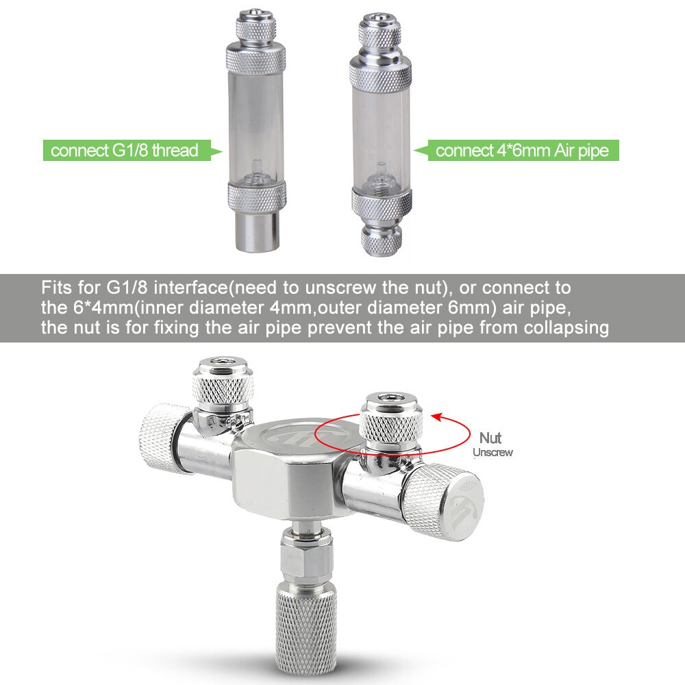 Aquarium CO2 Splitter Regulator for Multiple Fish Tanks with Adjustable Flow Con