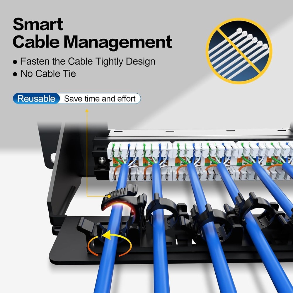 24 Port - Keystone Patch Panel, Cat6 10Gbps Network Panel for 1U 19"