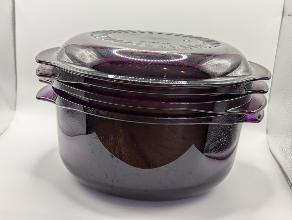 Tupperware Microwave Stack Cooker Steamer Purple 4 Piece Set