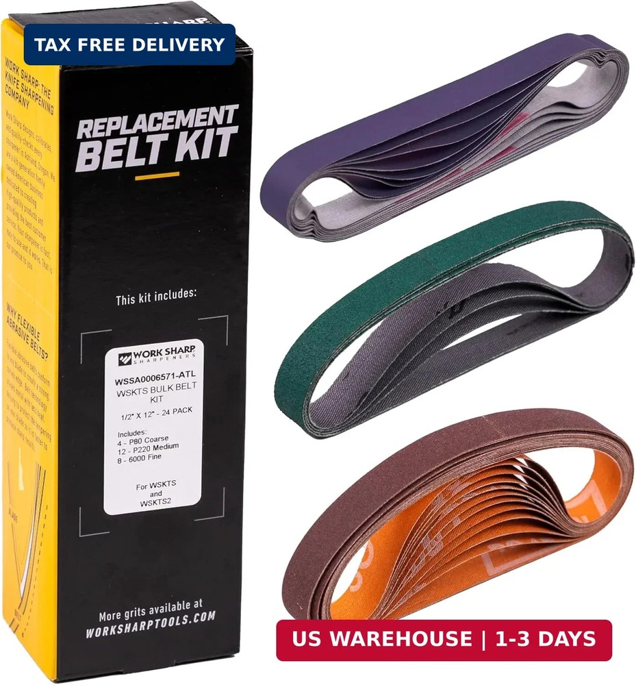 Work Sharp Bulk Bundle Value Pack, KTS Replacement Abrasive Belt Kit, 24 Assorte