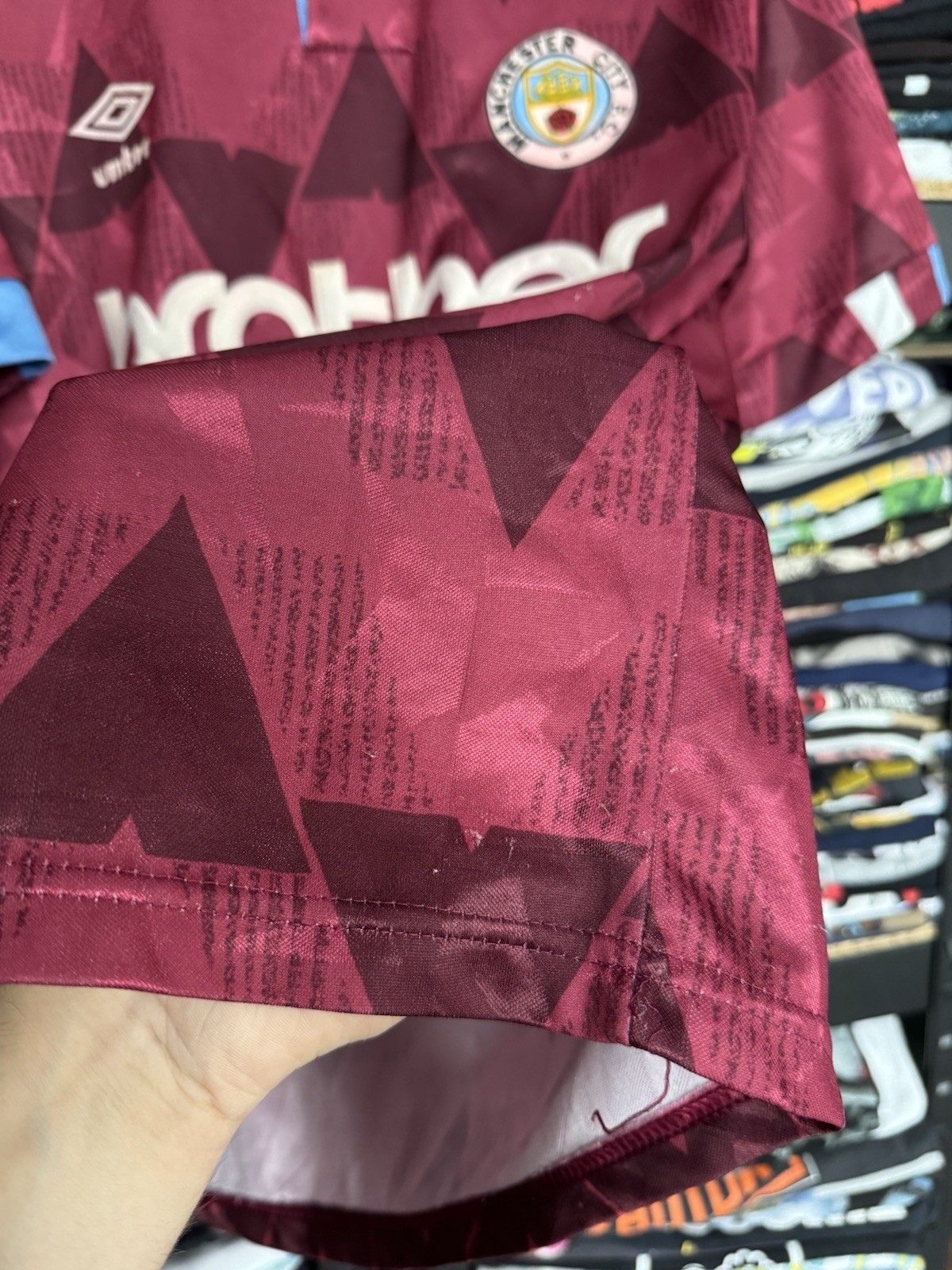 MANCHESTER CITY AWAY FOOTBALL SHIRT Jersey 1990/92 Size L