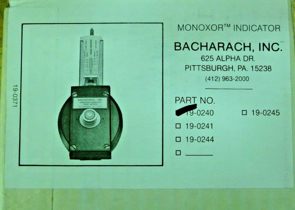 BACHARACH 19-0240 MONOXOR