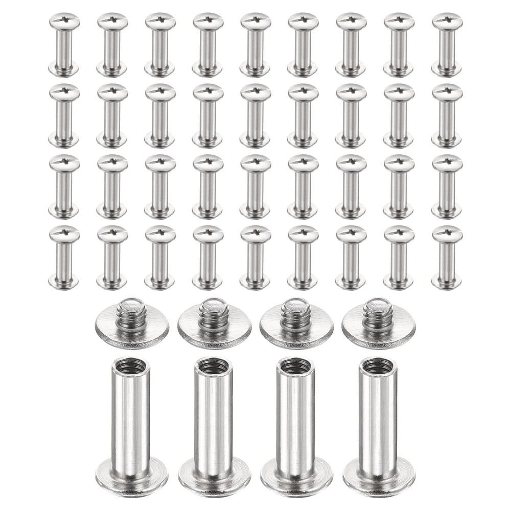 40set Phillips Chicago Screw M4x15mm Binding Post Screw, Silver