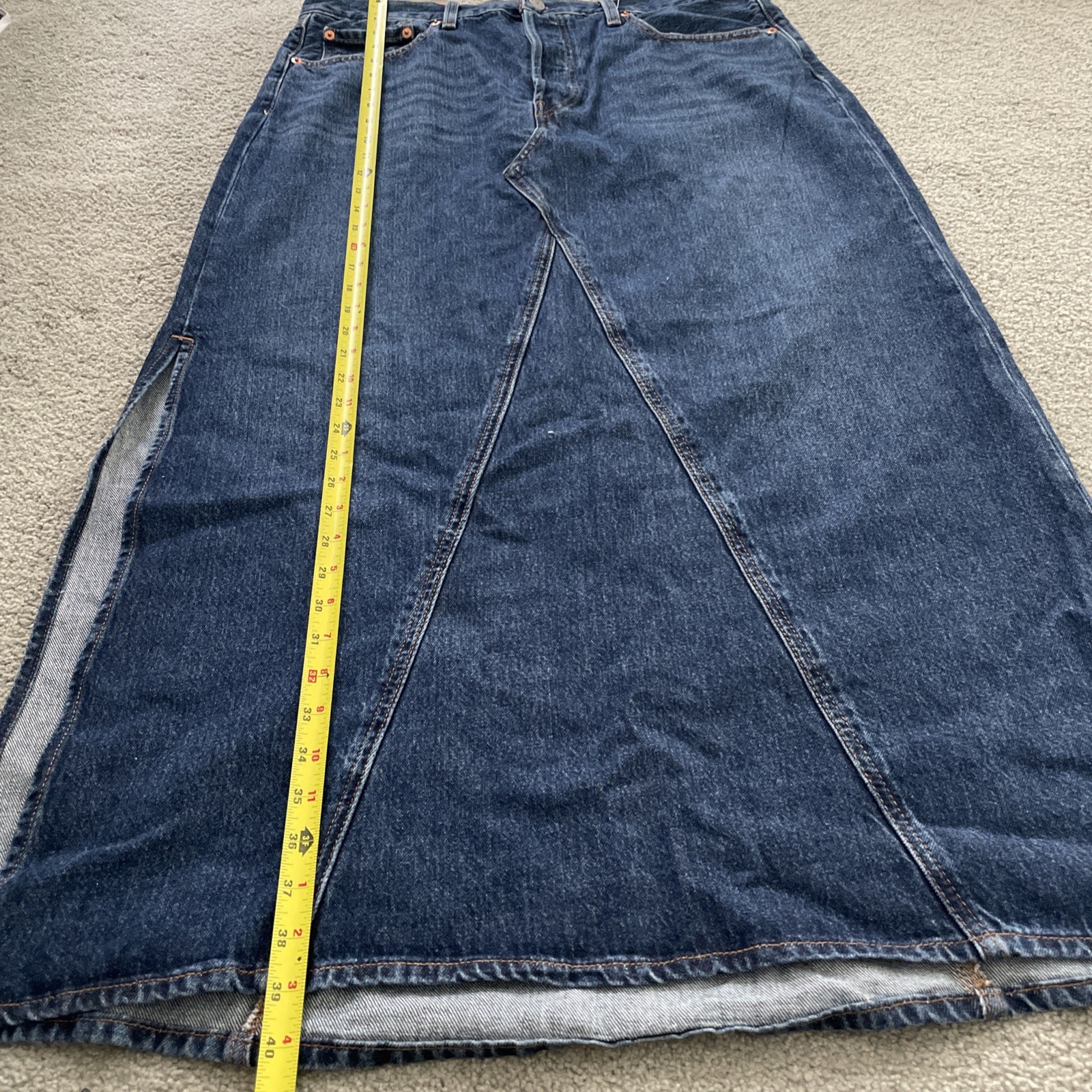 Levi's Women's Iconic Maxi Slit Skirt Dark Blue Tag Sz. 33 Measures 36in Waist