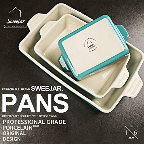 Ceramic Bakeware Set, Rectangular Baking Dish Lasagna Pans for Turquoise