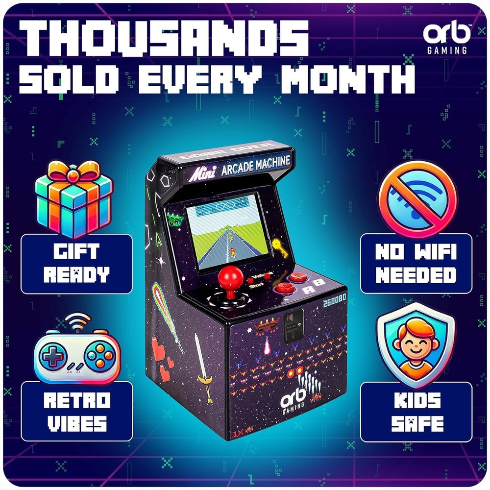 Classic 80's Mini Arcade Machine - 240 Games, Handheld & Tabletop Play