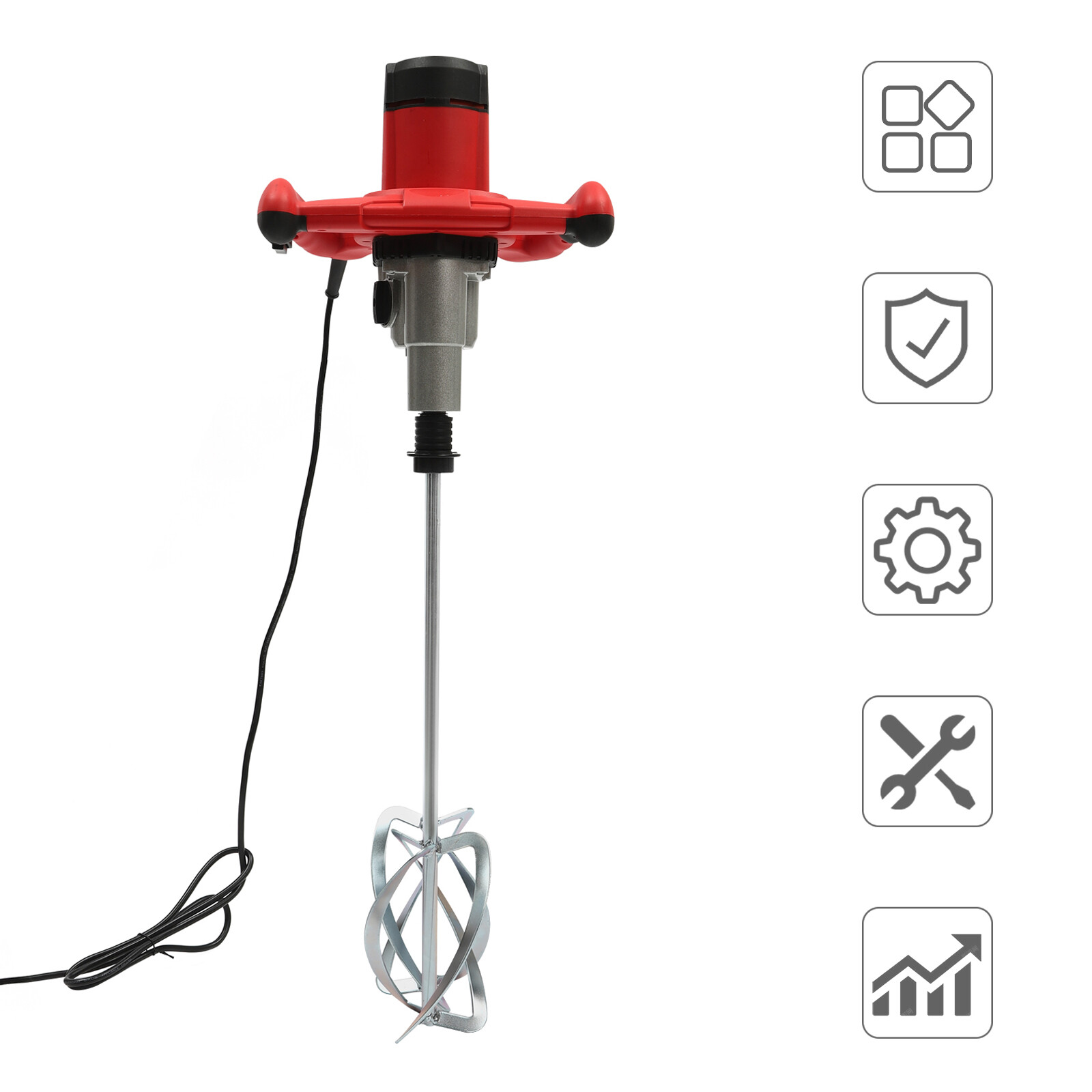 2800W Paint and Mortar Stirrer 2-Gear Concrete Stirrer Hand Mixer 6 Speeds